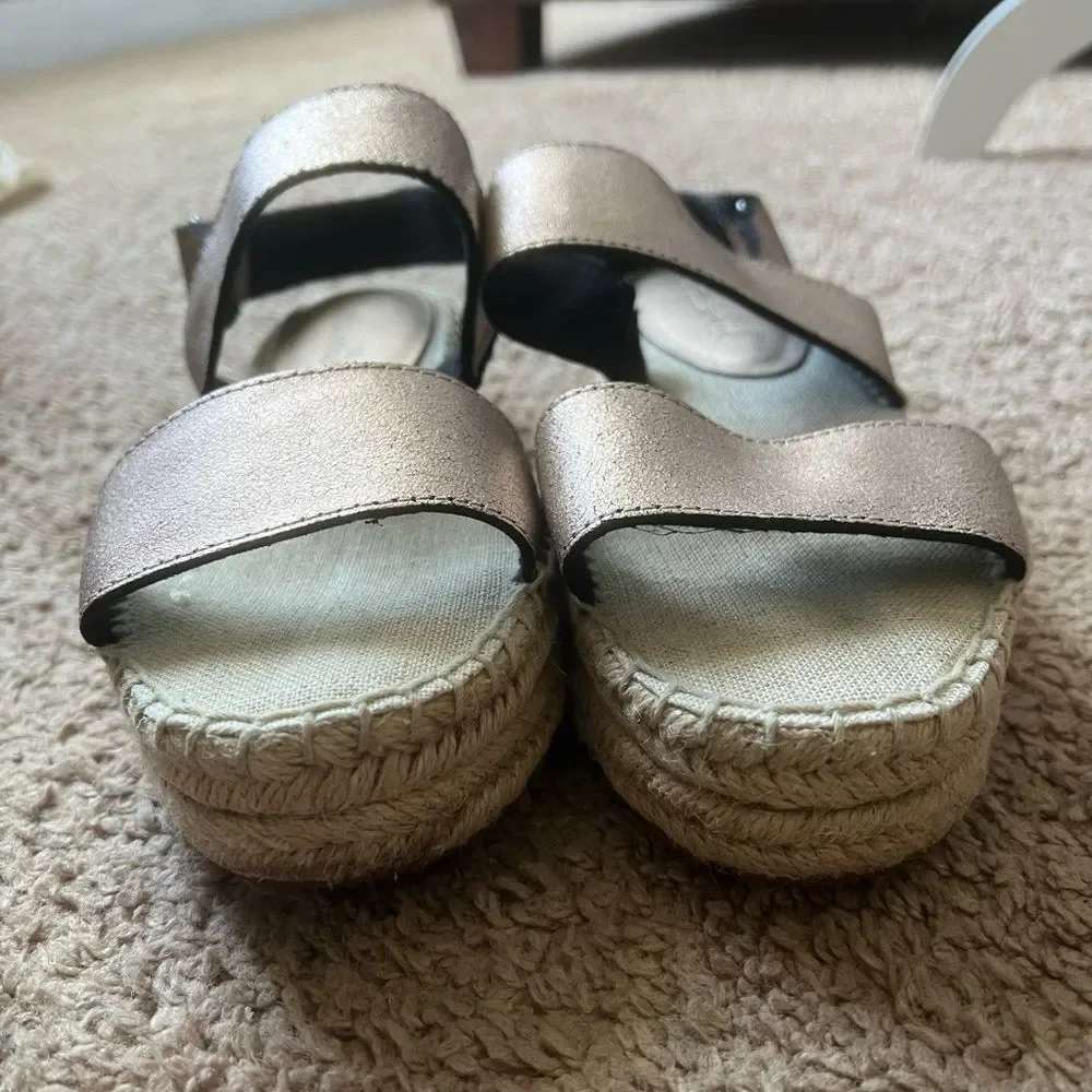 Splendid Aubrey Metallic Leather Espadrille Flatform Slingback Sandals size 8